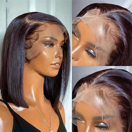 Short Bob Wig Lace Front 100% Human Hair Wig Straight Bob HD 13x4 Full Lace Frontal 4x4 Lace Closure Wig For Women Cheap On Sale