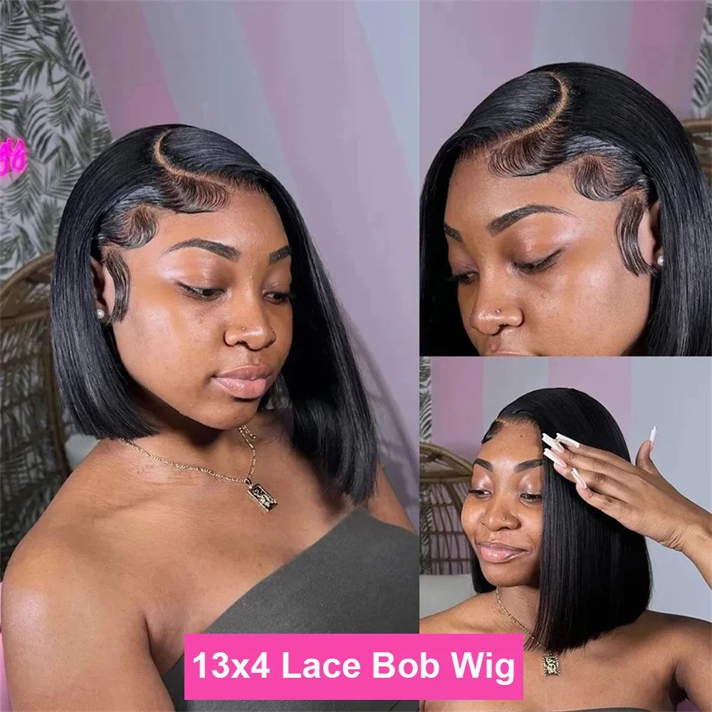 Short Bob Wig Lace Front 100% Human Hair Wig Straight Bob HD 13x4 Full Lace Frontal 4x4 Lace Closure Wig For Women Cheap On Sale