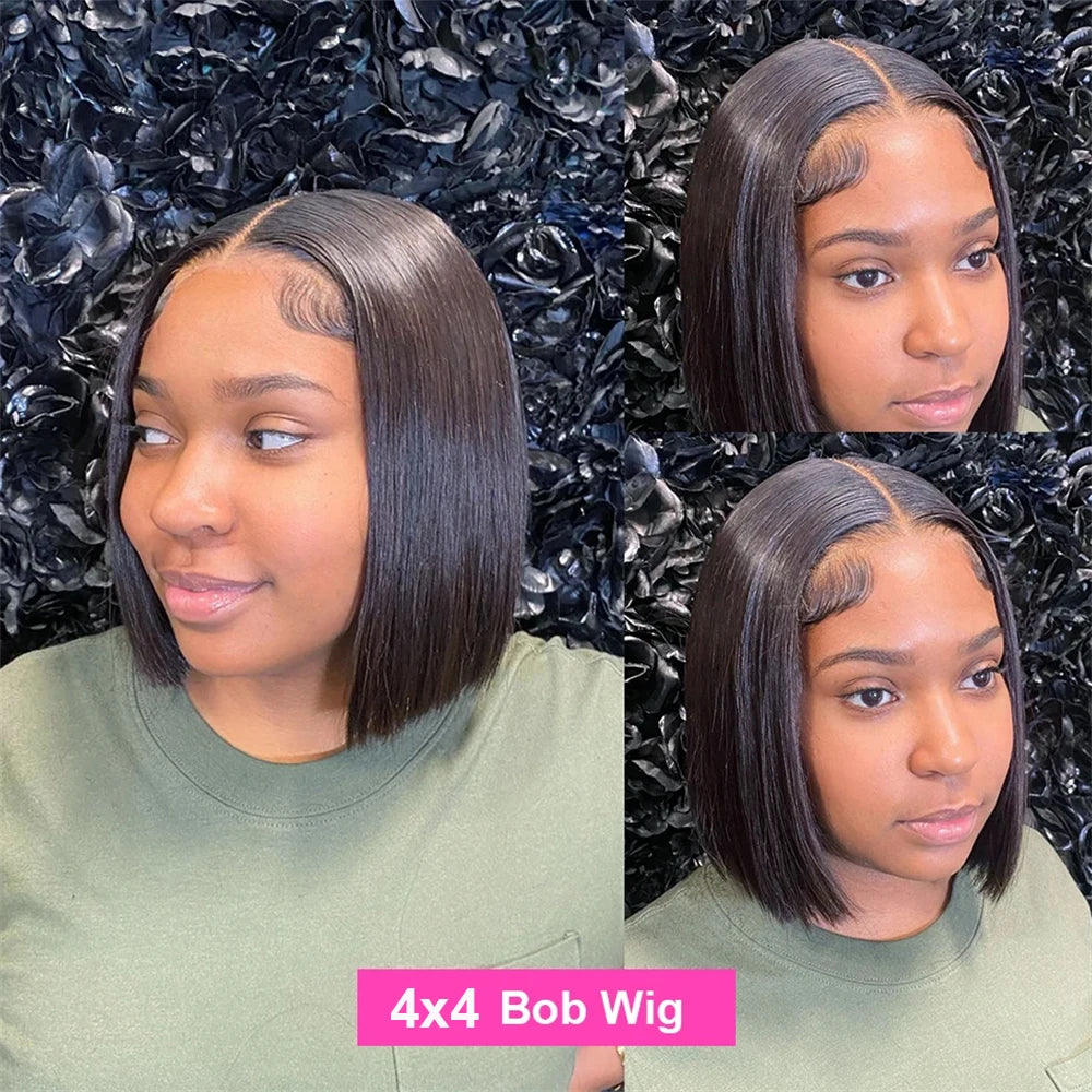 Short Bob Wig Lace Front 100% Human Hair Wig Straight Bob HD 13x4 Full Lace Frontal 4x4 Lace Closure Wig For Women Cheap On Sale