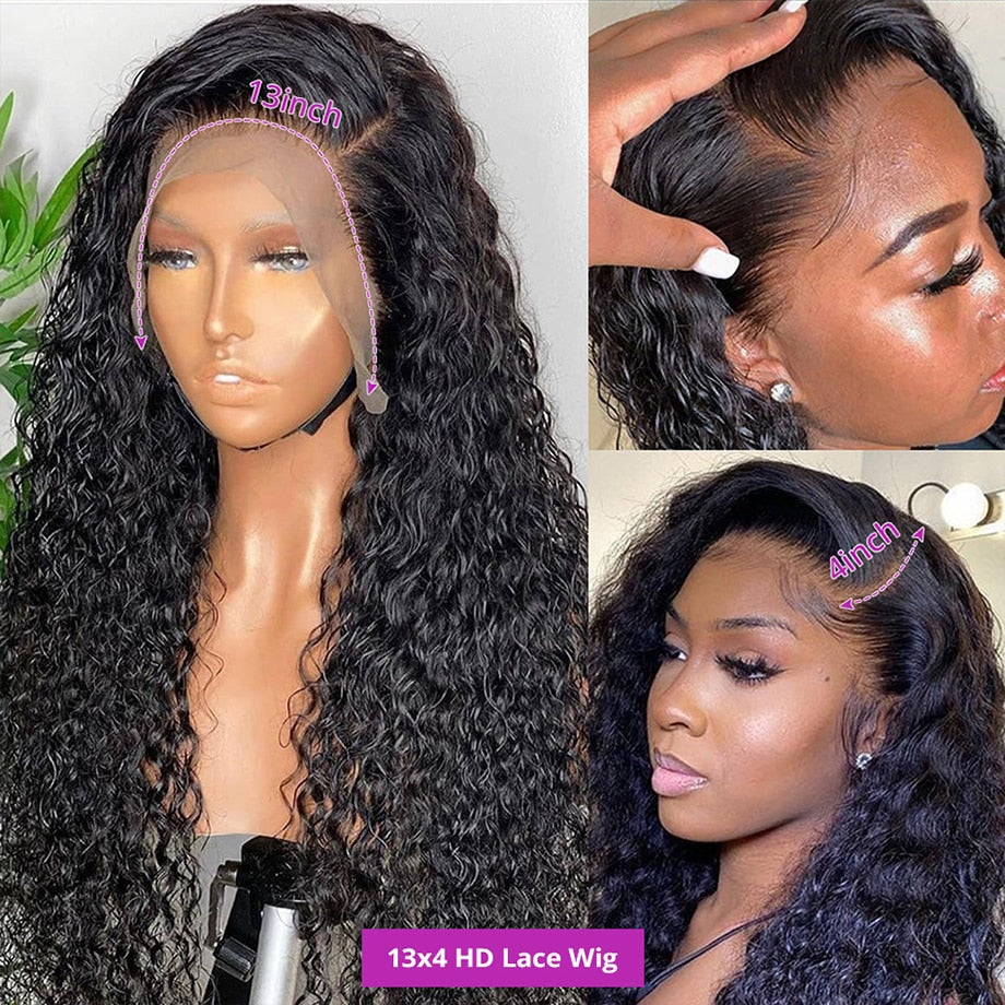 Curly Human Hair Wigs For Women 13x6 Water Wave Lace Front Wig 4x4 5x5 Lace Closure Wig 13x4 360 Hd Deep Wave Lace Frontal Wig