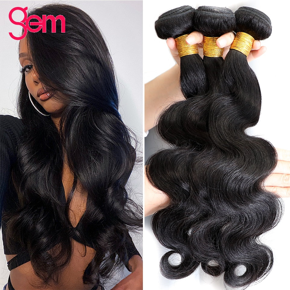 GEM Body Wave Bundles Human Hair Brazilian Weaving 30 Inch Virgin Sale Glueless 1 3 4 Bundles Black Deal Natural Hair Extensions