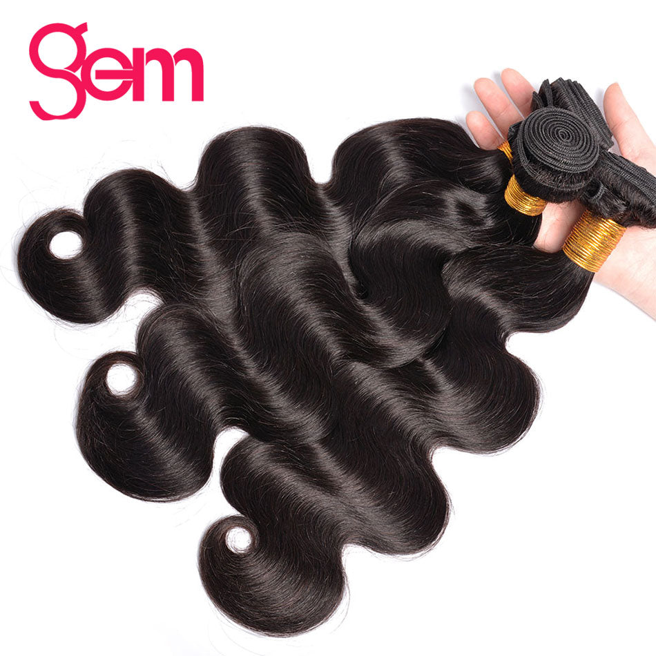 GEM Body Wave Bundles Human Hair Brazilian Weaving 30 Inch Virgin Sale Glueless 1 3 4 Bundles Black Deal Natural Hair Extensions